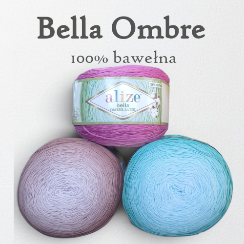 włóczka bawełniana ombre, cieniowana ALize Bella Ombre Batik